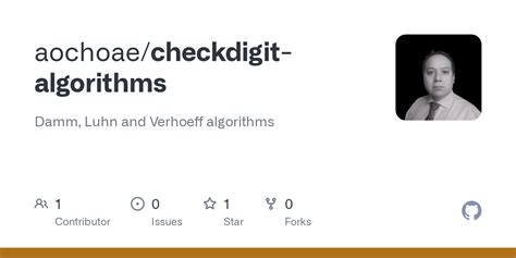 GitHub Aochoae Checkdigit Algorithms Damm Luhn And Verhoeff Algorithms