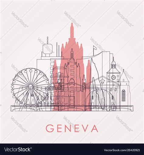 Outline Geneva Skyline With Landmarks Royalty Free Vector