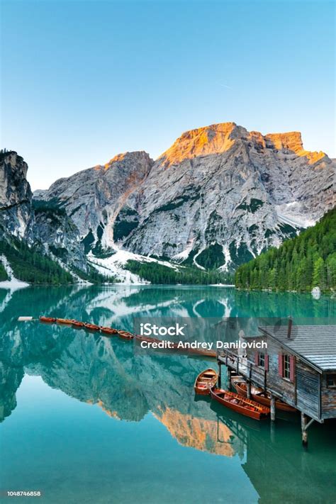 Sunrise On The Pragser Wildsee Stock Photo - Download Image Now - iStock