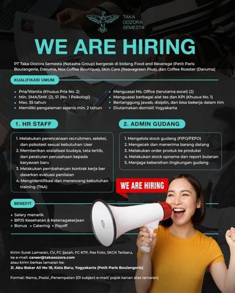 Lowongan Kerja Hr Staff Admin Gudang Graphic Designer Di Pt Taka