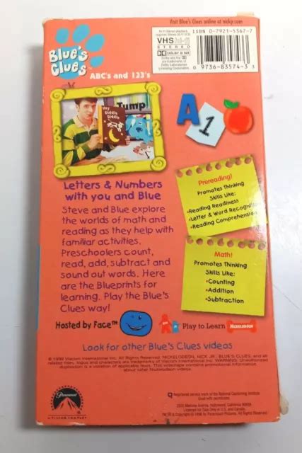 BLUES CLUES ABCs And 123s VHS 1999 7 98 PicClick CA