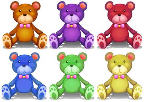 Color teddy bear vector free download