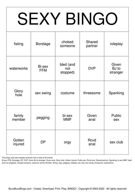 Kinky Sex Bingo Bingo Cards To Download Print And Customize