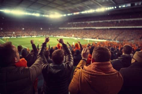 premium photo  view  cheering football fans   stadium