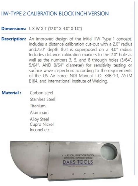 IIW TYPE 2 CALIBRATION BLOCK INCH VERSION 300 Mm At Rs 2000 Unit In