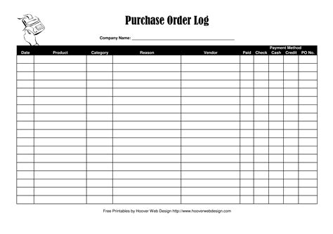 Purchase Order Log Excel Template Printable Word Searches