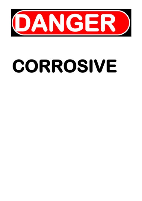 Corrosive Warning Sign Template printable pdf download