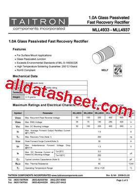 Mll Datasheet Pdf Taitron Components Incorporated