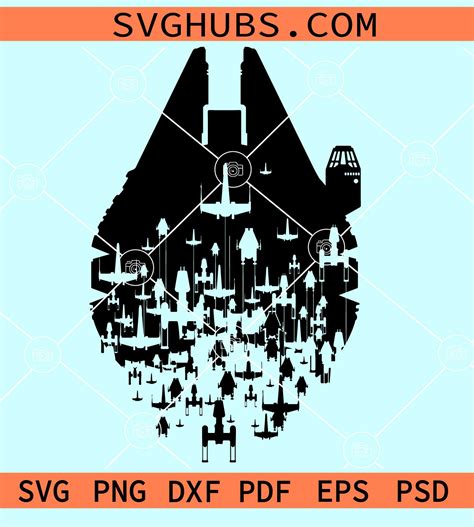 Millennium Falcon Ships svg, Minimalist svg, Star wars svg, Star Wars ...