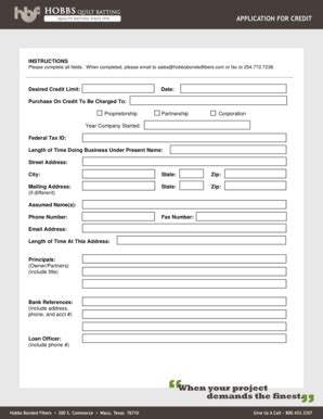 Fillable Online Hbf Form Creditappli Hobbs Fax Email Print Pdffiller