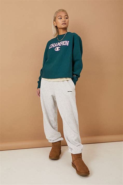 Champion Green Crew Neck Sweatshirt Urban Outfitters Uk