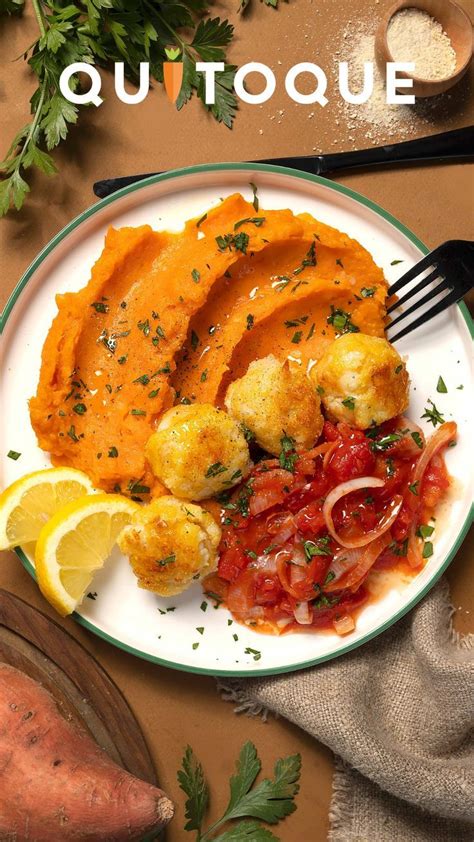 Boulettes De Poisson à La Tomate Et Purée De Patate Douce Recette Poisson Purée Patate Douce