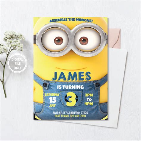 Personalized File Minion Birthday Invitation, Minion Invitat - Inspire ...