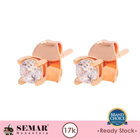 Jual Anting Tindik Emas Solitaire Rose Gold K Semar Nusantara