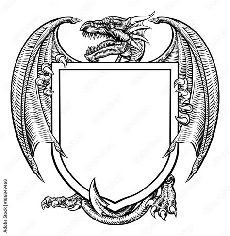 Dragon Crest Heraldic Coat of Arms Shield Emblem Stock Vector | Adobe Stock