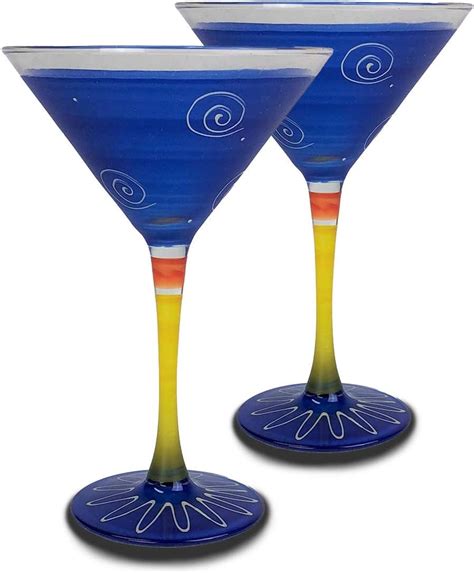 Hand Painted Glassware By Usa Artists Unique And Decorative Martini Glasses Kitchen Table Décor