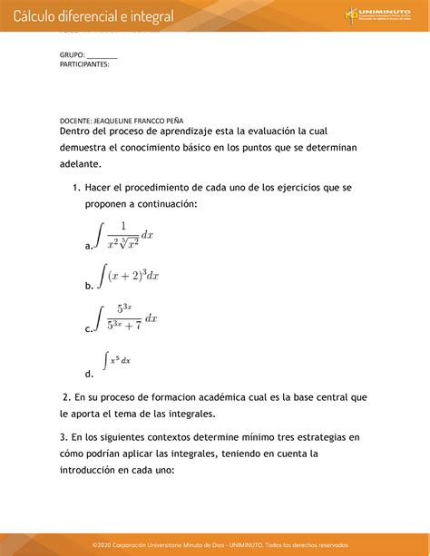 Parcial Corte 2 Calculo Parcial Corte Dos Integrales Grupo