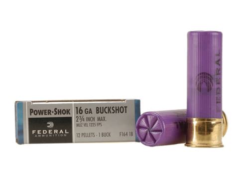 Federal Power Shok Ammunition 16 Gauge 2 3 4 Buffered 1 Buckshot 12