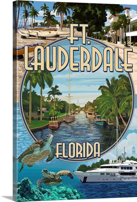 Ft Lauderdale Florida Montage Retro Travel Poster Great Big Canvas