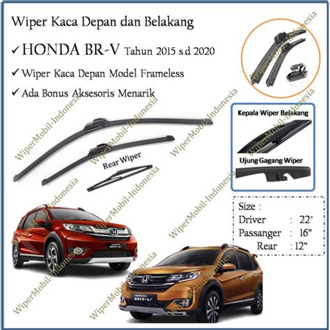 Jual Wiper Frameless Depan Belakang Honda Br V Brv