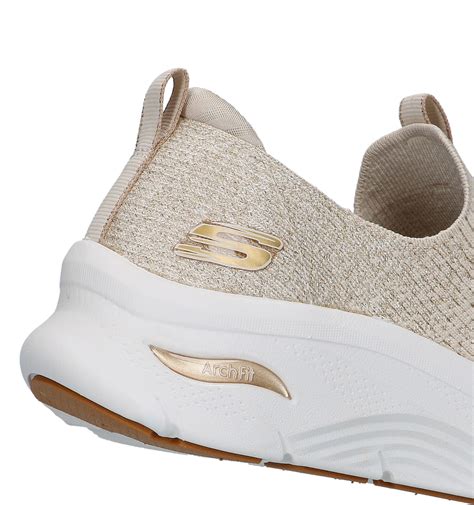 Skechers Arch Fit D Lux Glimmer Dust Beige Slip On Sneakers Dames Sneakers Online Op Torfs Be