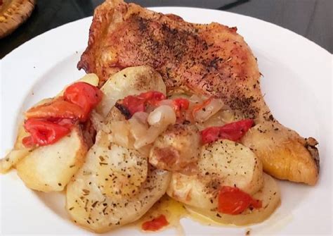 Pollo al horno con guarnición Receta de Sil Cookpad