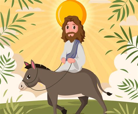 Jesus Riding Donkey On Palm Sunday Vector Art & Graphics | freevector.com