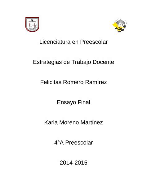 Pdf Licenciatura En Preescolar Estrategias De Trabajo Docente