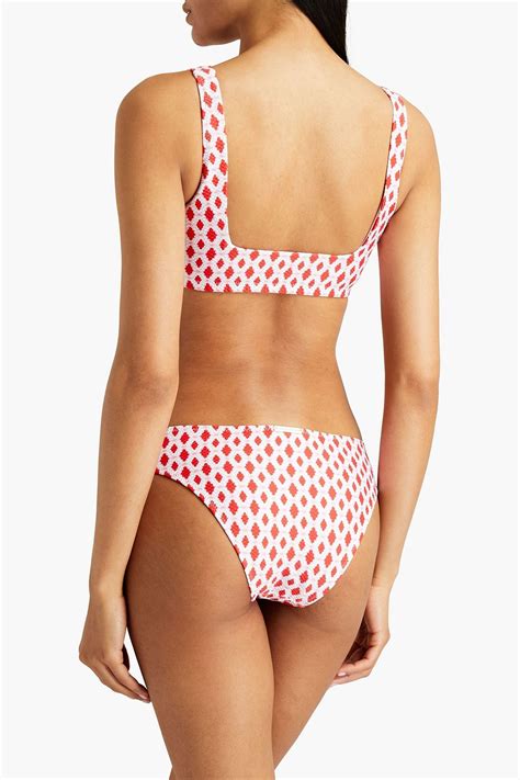 HEIDI KLEIN Printed stretch piqué mid rise bikini briefs THE OUTNET