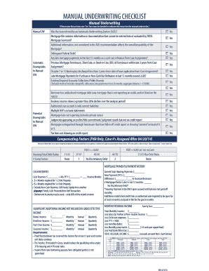 Fillable Online MANUAL UNDERWRITING CHECKLIST Fax Email Print PdfFiller