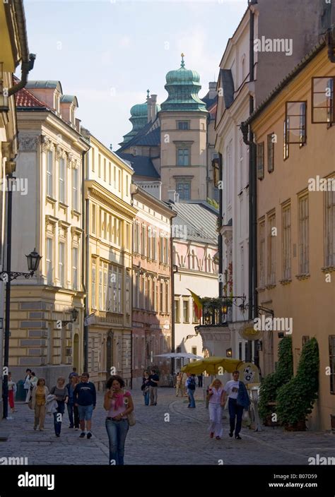 Poland Krakow Kanonicza Street And Wawel Castle Stock Photo Alamy