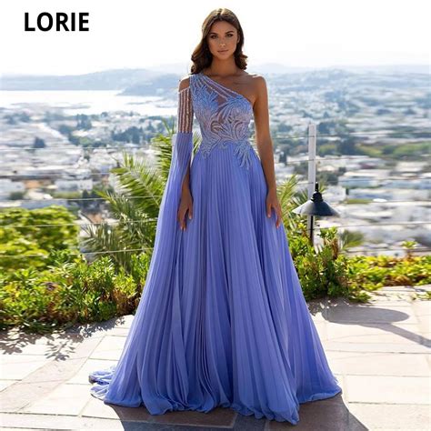 Lorie Lavender Long Prom Dresses 2022 One Shouler Sleeves Formal Robes De Soirée Vestidos