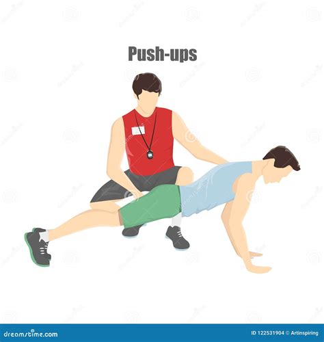 Man Doing Push Ups With Trainer Stock Vector Illustration Of Shoes Healthy 122531904