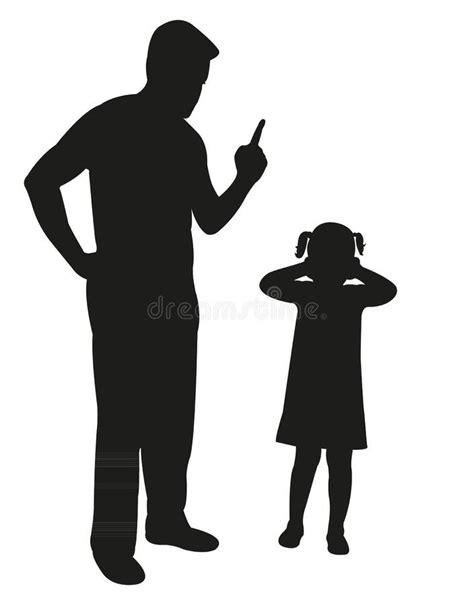 Angry Father Scolding His Daughter Pointing Finger Stock Vector