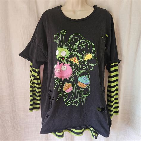 Hot Topic Invader Zim Graphic Longsleeve Tee Stacked Depop