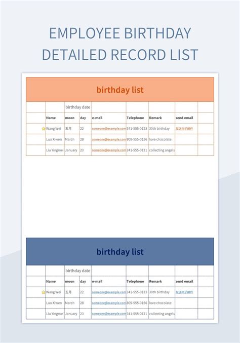 Free Birthday List Templates For Google Sheets And Microsoft Excel