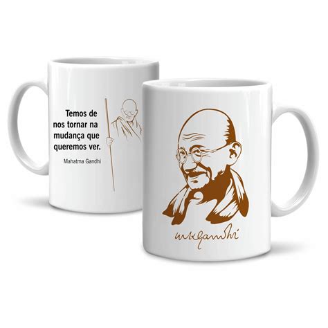 Caneca Pensador Mahatma Gandhi Em Cerâmica 325ml Modelo 1 Elo7