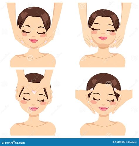 Facial Massage Collection Stock Vector Illustration Of Attractive