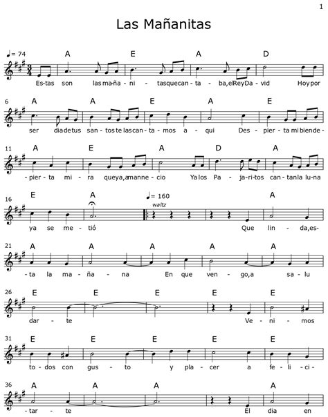 sheet music for las mananitas 3