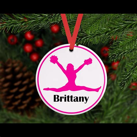 Cheer Cheerleader Hot Pink Personalized Porcelain Ornament Etsy