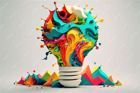 Premium Photo Creative Mind 3d Illustration With Light Bulb Generative Ai