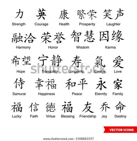 Chinese Symbols Tattoo Bracelet Icon Set Stock Vector Royalty Free