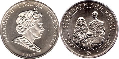 1 Dollar Elizabeth Ii Diamond Wedding Anniversary Islas Cook