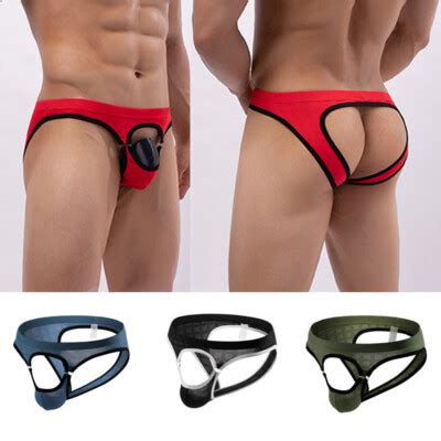 Men Sexy Lingerie Jockstrap Open Front Briefs Underwear Backless Thong G String EBay
