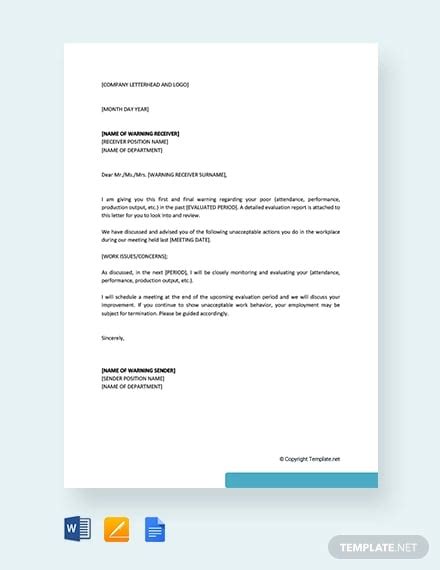 First Warning Letter Templates 14 Free Word Pdf Format Download