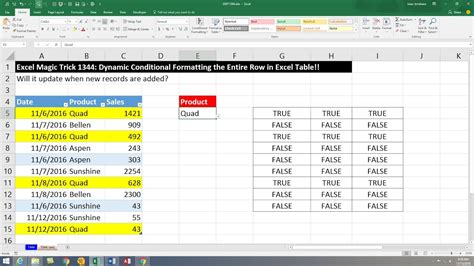 Excel Magic Trick Conditional Formatting The Entire Row In An