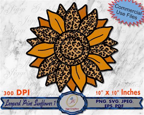 Leopard Print Sunflower Svg Commercial Use Layered Sunflower Cut File