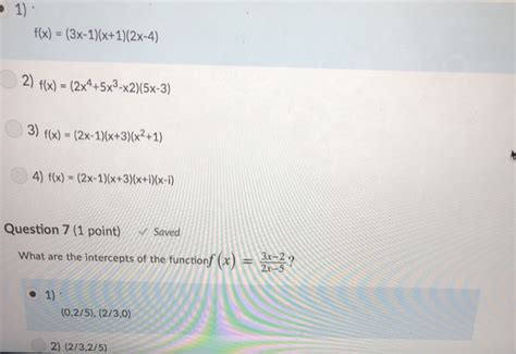 Solved 1 Fx 3x 1x12x 4 2 Fx 2x5x3 X25x 3 3