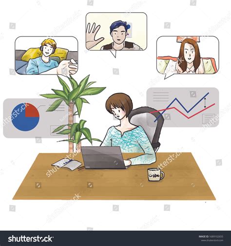 Work Home Cartoon Illustration Stock Illustration 1689102655 | Shutterstock