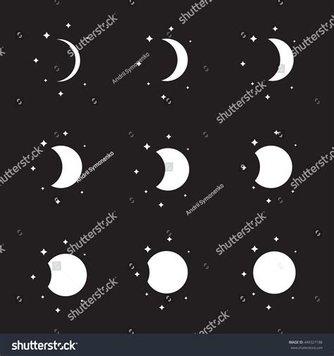 Moon Phases Silhouette Set Stock Illustration 449327188 | Shutterstock